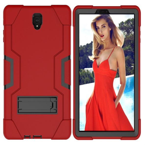 For Galaxy Tab S4 10.5 T830 Contrast Color Silicone + PC Combination Case with Holder(Red + Black)