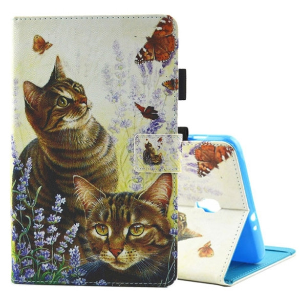 For Galaxy Tab A 8.0  / T380 & T385 Cats and Butterflies Pattern Horizontal Flip Leather Case with Holder & Card Slots