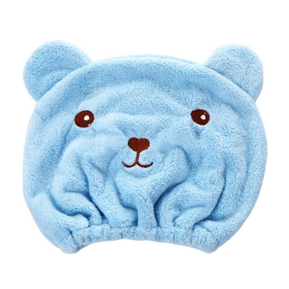 Cartoon Bear Dry Hair Cap Adult Wrapped Towels Shower Hats(Blue)