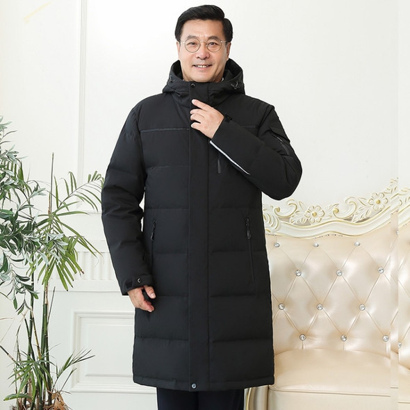 Winter Middle-aged Men Mid-length Thickened Cold-proof Down Jacket (Color:Black Size:XXL)