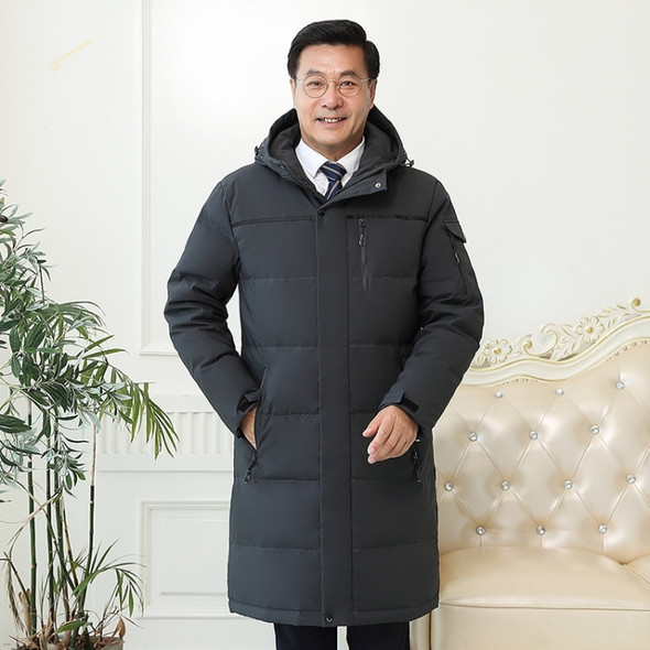 Winter Middle-aged Men Mid-length Thickened Cold-proof Down Jacket (Color:Gray Size:M)