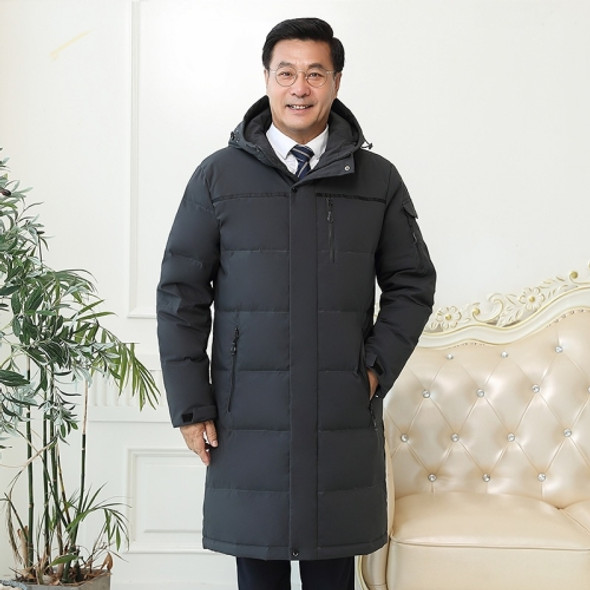 Winter Middle-aged Men Mid-length Thickened Cold-proof Down Jacket (Color:Gray Size:XL)