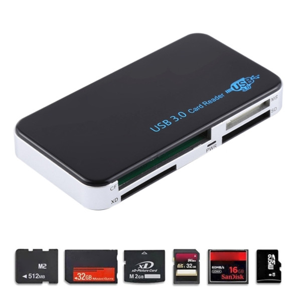 USB 3.0 Card Reader, Super Speed 5Gbps, Support CF / SD / TF / M2 / XD / MS Card, Plastic Shell