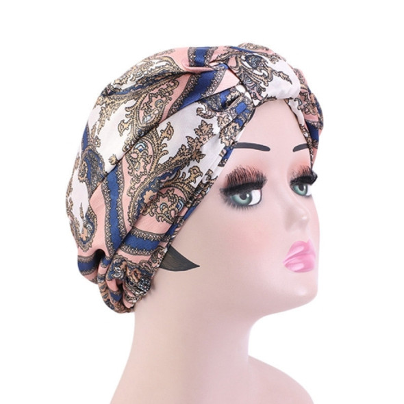 3 PCS TJM-470 Satin Printed Double-Layer Turban Cap Silk Night Cap Hair Care Cap Chemotherapy Hat, Size: One Size(Leopard)