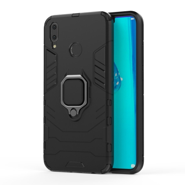 Shockproof PC + TPU Case with Magnetic Ring Holder for Huawei Y9 (2019) / Enjoy 9 Plus(Black)