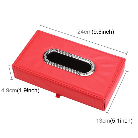 Universal Car Facial Tissue Box Case Holder Metal Frame Tissue Box Fashion and Simple Paper Napkin Bag(Red)