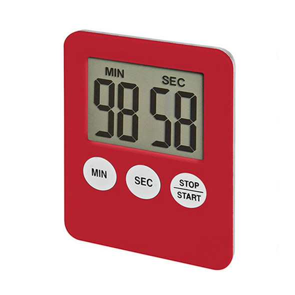 2 PCS Super Thin LCD Digital Screen Kitchen Timer Cooking Count Up Countdown Alarm Magnet Clock(Red)