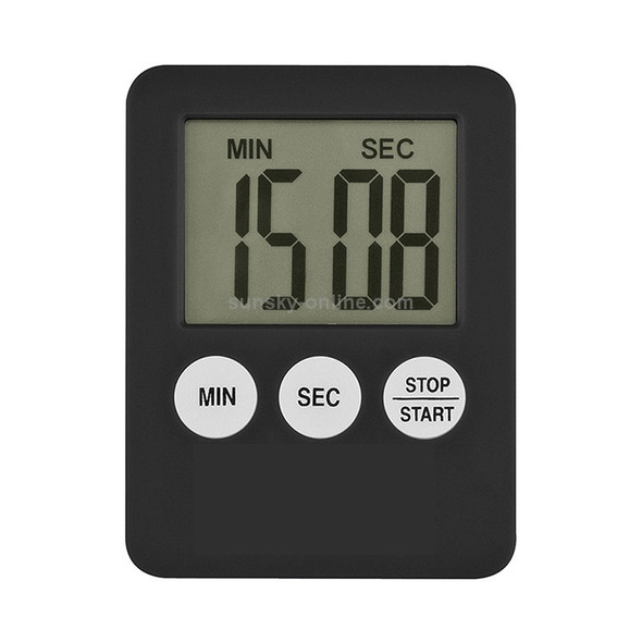 2 PCS Super Thin LCD Digital Screen Kitchen Timer Cooking Count Up Countdown Alarm Magnet Clock(Black)