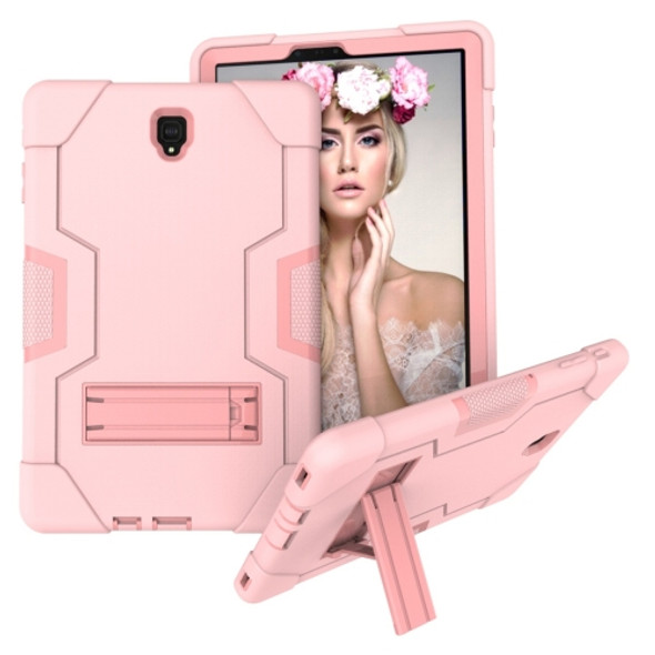 For Galaxy Tab S4 10.5 T830 Contrast Color Silicone + PC Combination Case with Holder(Rose Gold)