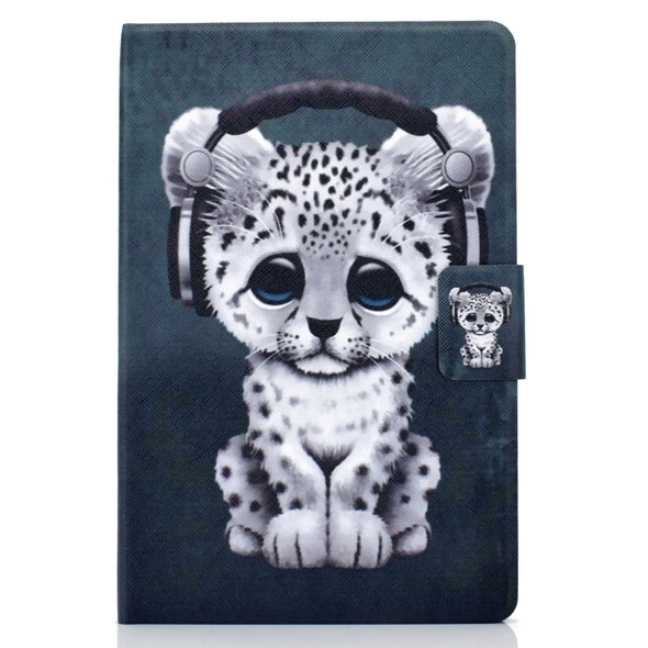 For Galaxy Tab S6 T860 / T865 Colored Drawing Horizontal Flip Leather Case with Holder & Card Slots & Sleep / Wake-up Function(Music Leopard)