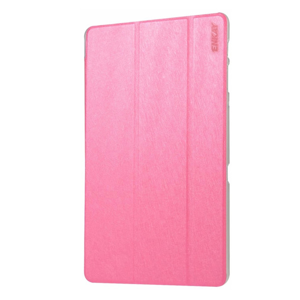 ENKAY Silk Texture Horizontal Flip PU Leather Case for Galaxy Tab A 10.5 / T595 & T590, with Three-folding Holder & Sleep / Wake-up Function (Rose Red)