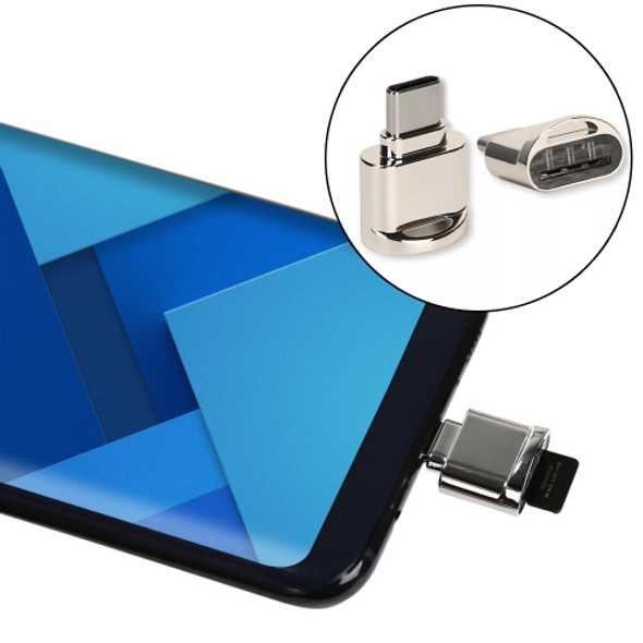 TF Card to USB-C / Type-C Male Aluminum Alloy OTG Adapter with Keychain(Gold)