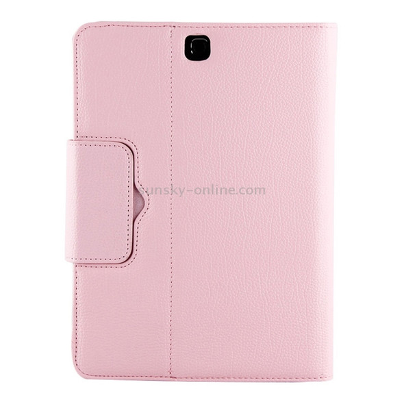 For Galaxy Tab A 9.7 / T550 & S2 9.7 / T810 2 in 1 Detachable Bluetooth Keyboard Litchi Texture Leather Case with Holder(Pink)