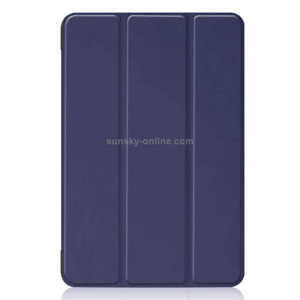 Custer Texture Horizontal Flip Smart PU Leather Case for iPad Mini 4 / Mini 5, with Sleep / Wake-up Function & Three-folding Holder (Blue)