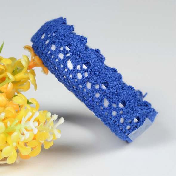5 PCS Cotton Lace Fabric White Crochet Lace Roll Ribbon Knit Adhesive Tape Sticker Craft Decoration Stationery Supplies(Dark Blue)