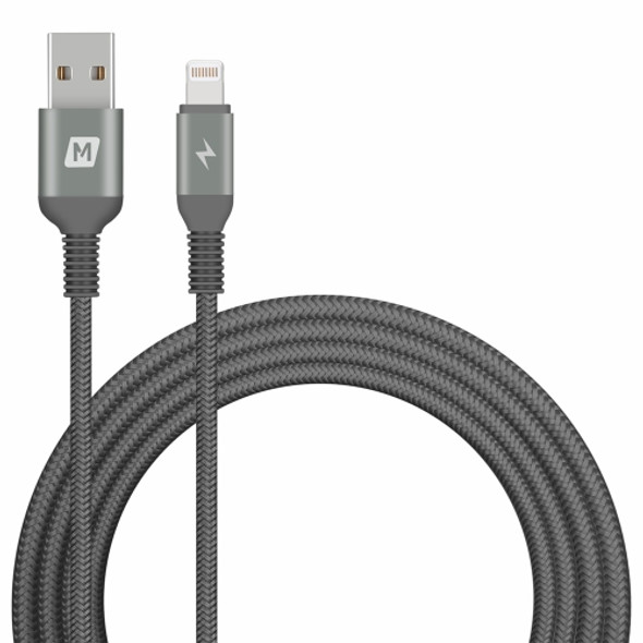 MOMAX DL13D 2.4A USB to 8 Pin MFi Certified Elite Link Nylon Braided Data Cable, Cable Length: 2m (Dark Gray)