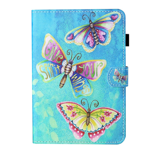 For Samsung Galaxy Tab A 10.5 T590/T595 Coloured Drawing Stitching Horizontal Flip Leather Case with Holder & Card Slot & Sleep / Wake-up Function(Colorful Butterflies)
