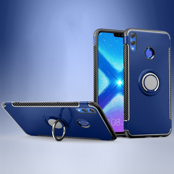 Magnetic 360 Degree Rotation Ring Holder Armor Protective Case for Huawei Honor 8X(Sapphire Blue)