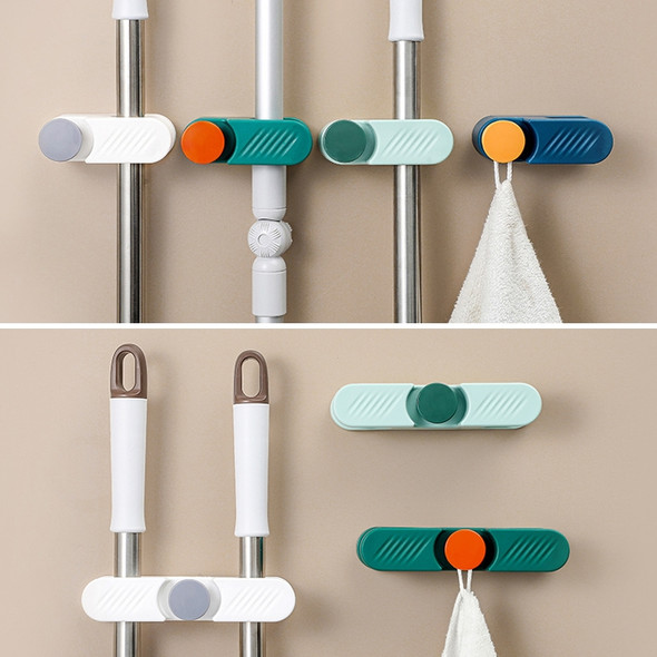 3 PCS Mop Hook Wall Hanging Bathroom Mop Storage Fixed Buckle Broom Holder, Colour: Light Green Dual Card Slots