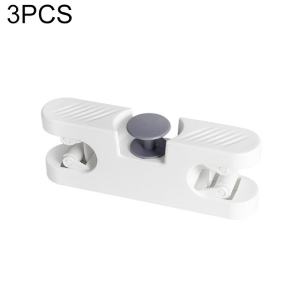 3 PCS Mop Hook Wall Hanging Bathroom Mop Storage Fixed Buckle Broom Holder, Colour: White Dual Card Slots