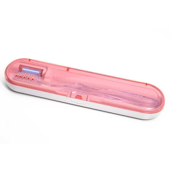 AT-08 Plastic Transparent Battery Toothbrush Case UV Disinfection Toothbrush Case(Pink)