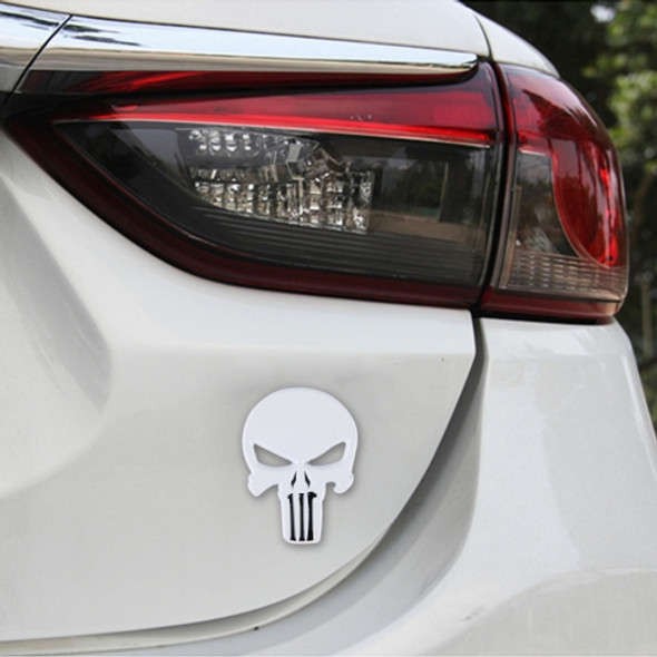 Pure White Skull Metal Car Sticker