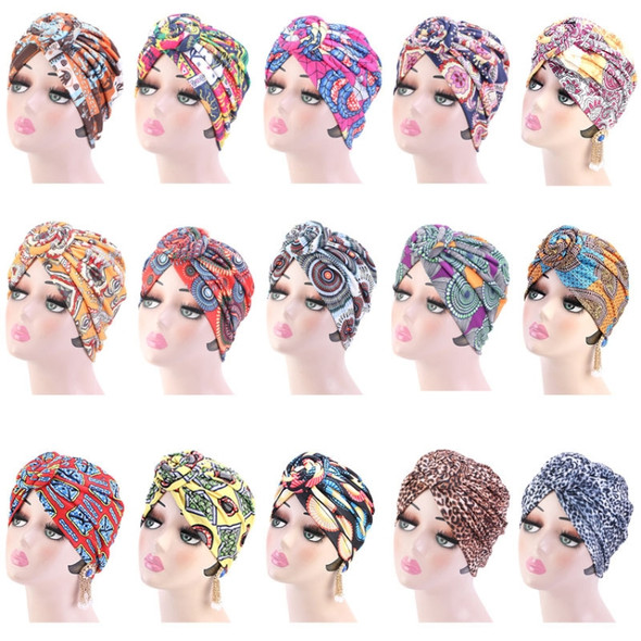 3 PCS TJM-342 Cotton Whirlpool Flower Shape Turban Hat(Geometric Orange)