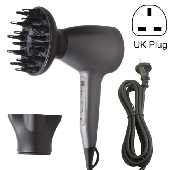Lescolton 9809 Household Smart High-power Cold Hot Wind Leafless Negative Ion Hair Dryer with Hair Comb, Plug Type:UK Plug(Black)