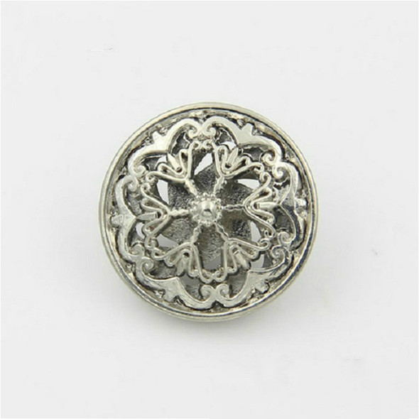 Silver 100 PCS Hollow Flower Shape Metal Button Clothing Accessories, Diameter:25mm