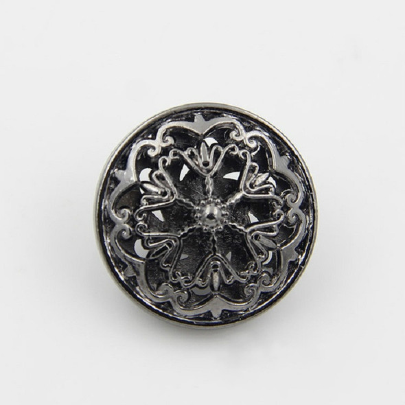 Black 100 PCS Hollow Flower Shape Metal Button Clothing Accessories, Diameter:20mm