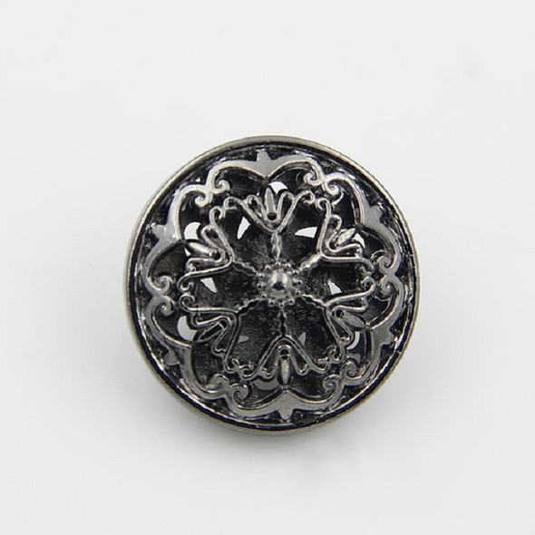 Black 100 PCS Hollow Flower Shape Metal Button Clothing Accessories, Diameter:18mm