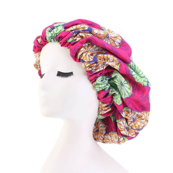 3 PCS TJM-434 Printed Double-Layer Night Hat With Satin Lining Elastic Wide Brim Headscarf Hat, Size: One Size Adjustable(Rose Red)