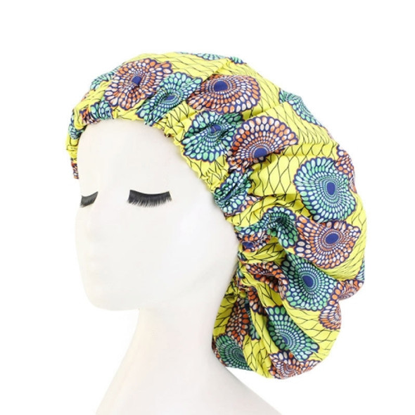 3 PCS TJM-434 Printed Double-Layer Night Hat With Satin Lining Elastic Wide Brim Headscarf Hat, Size: One Size Adjustable(Circle Yellow)