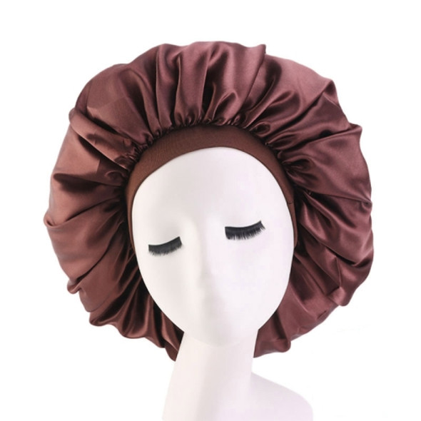 3 PCS TJM-405A Large Satin Round Hat Stretch Wide Brim Night Hat Chemotherapy Hat, Size: One Size(Brown)