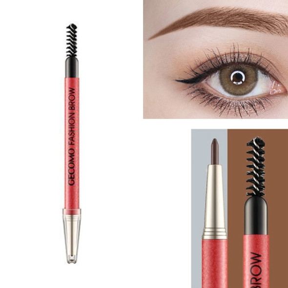 GECOMO 2 Set Automatic Rotation Double-Headed Eyebrow Pencil With Eyebrow Card And Replacement Refills Waterproof And Non-Smudged(2 Dream Brown)