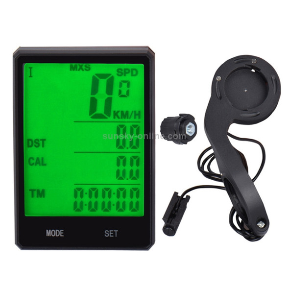 2.8 inch English Wired Waterproof Cycle Computer LCD Odometer Speedometer with Extension Holder