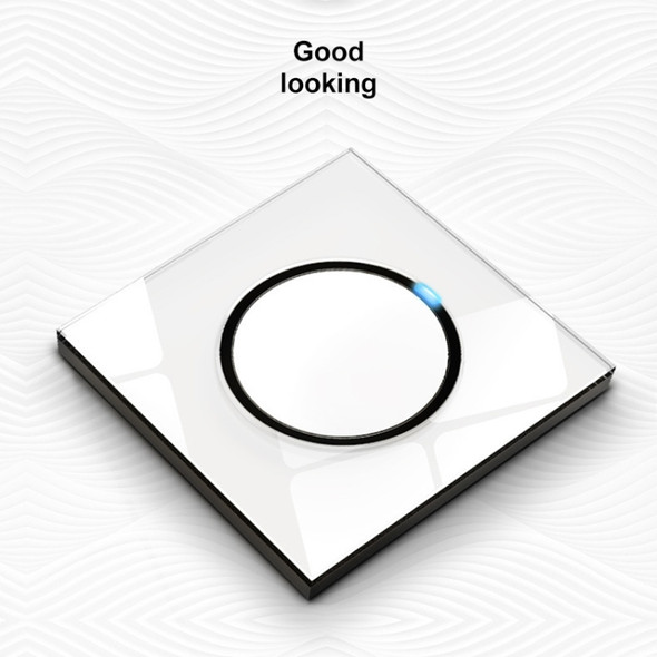 86mm Round LED Tempered Glass Switch Panel, White Round Glass, Style:TV Socket