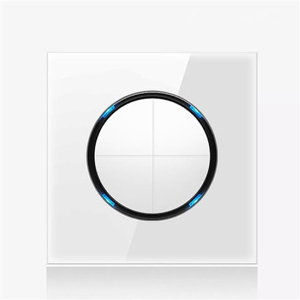 86mm Round LED Tempered Glass Switch Panel, White Round Glass, Style:Four Open Dual Control