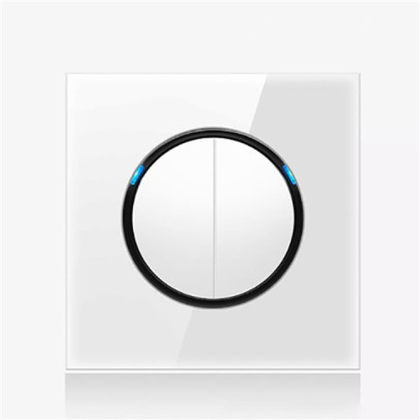 86mm Round LED Tempered Glass Switch Panel, White Round Glass, Style:Two Open Dual Control