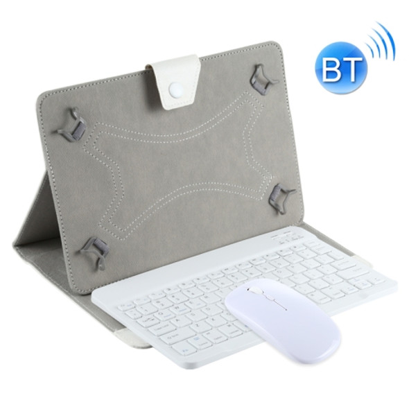 YS-001 9.7-10.1 Inch Tablets Phones Universal Mini Wireless Bluetooth Keyboard, Style:with Bluetooth Mouse + Leather Case(White)