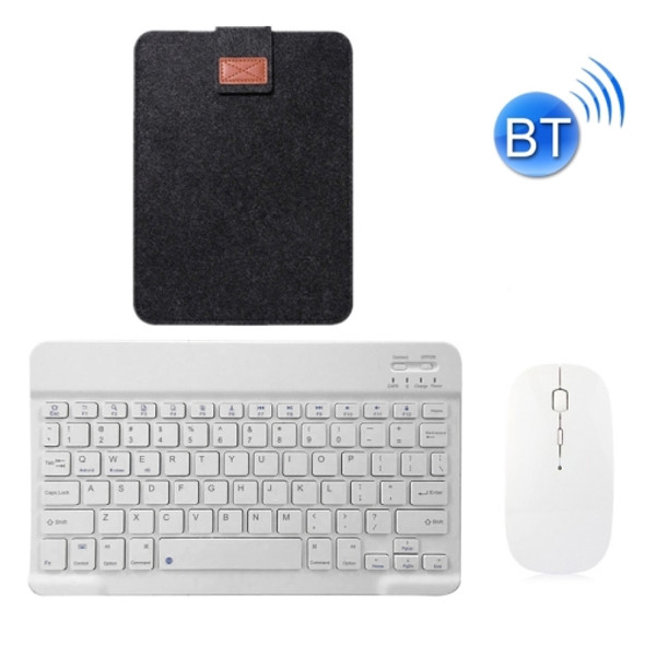 YS-001 9.7-10.1 Inch Tablets Phones Universal Mini Wireless Bluetooth Keyboard, Style:with Bluetooth Mouse + Storage Bag(White)
