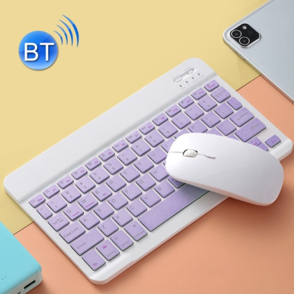 Universal Ultra-Thin Portable Bluetooth Keyboard and Mouse Set For Tablet Phones, Size:10 inch(Purple Keyboard + White Mouse)