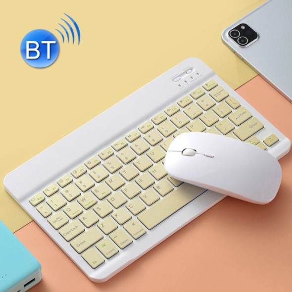 Universal Ultra-Thin Portable Bluetooth Keyboard and Mouse Set For Tablet Phones, Size:10 inch(Yellow Keyboard + White mouse)