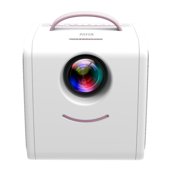 Q2 LED 1080P Mini Portable Projector Children Projector, Plug Type:UK Plug(Pink White)