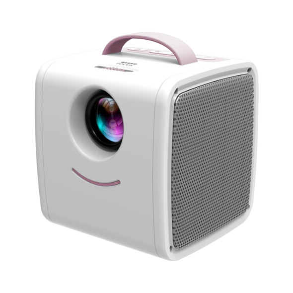 Q2 LED 1080P Mini Portable Projector Children Projector, Plug Type:UK Plug(Pink White)