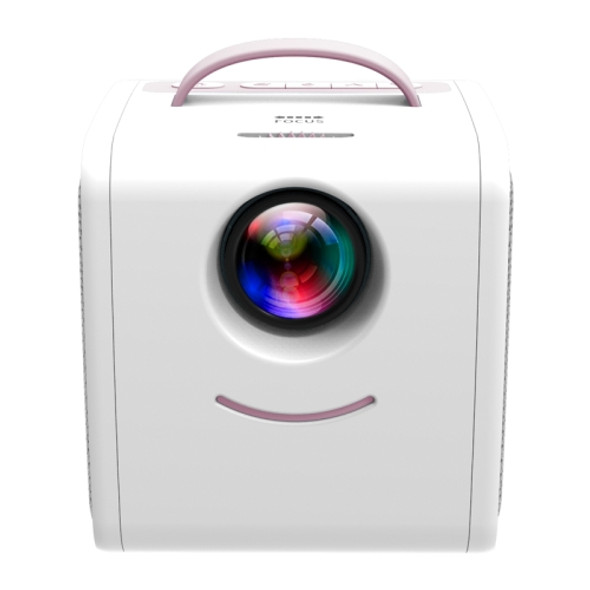 Q2 LED 1080P Mini Portable Projector Children Projector, Plug Type:EU Plug(Pink White)