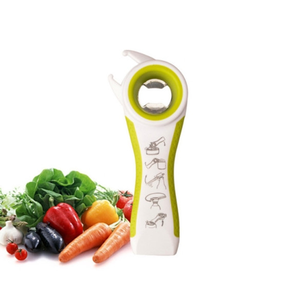 5 in 1 Multifunctional Plastic Bottle Opener Beer Opener Kitchen Tool(White&Green)