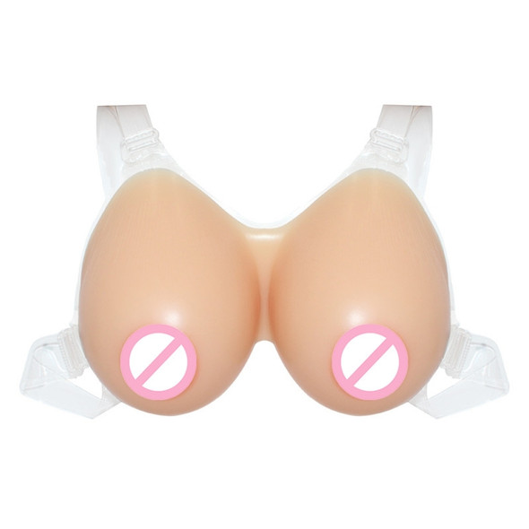 Cross-dressing Prosthetic Breast Conjoined Silicone Fake Breasts for Men Disguised as Women Breasts Fake Breasts, Size:1400g, Style:Transparent Shoulder Strap Non-stick(Complexion)