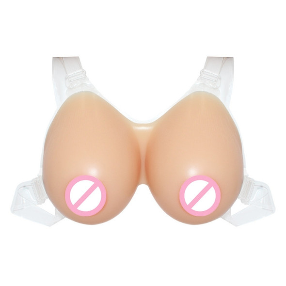 Cross-dressing Prosthetic Breast Conjoined Silicone Fake Breasts for Men Disguised as Women Breasts Fake Breasts, Size:1200g, Style:Transparent Shoulder Strap Paste(Complexion)