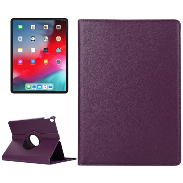 Litchi Texture Horizontal Flip 360 Degrees Rotation Leather Case for iPad Pro 12.9 inch (2018) ?with Holder(Purple)